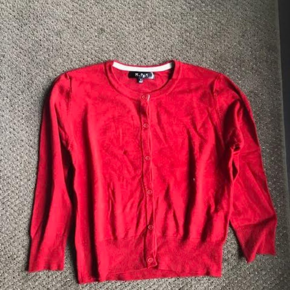 Cherry Red Cropped Cardigan from MAK